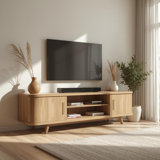 Mid Century Solid Wood TV Stand Modern Media Console Long Entertainment Center Cabinet Kitchnce
