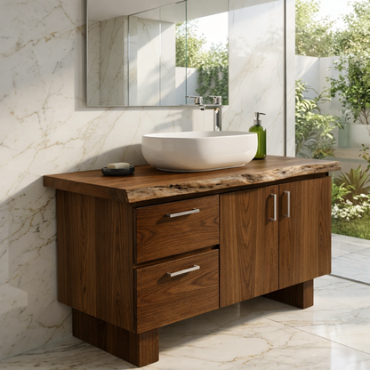 Solid Wood Bathroom Vanity, Freestanding Storage Cabinet for Modern Bath