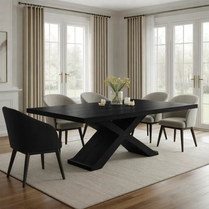 Modern Farmhouse Dining Table Rectangular X Base Kitchen Dining Room Table Kitchnce