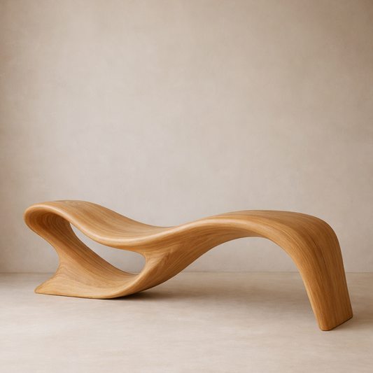 Modern Organic Solid Wood Bench – Artistic Curved Wooden Seating Bench Kitchnce