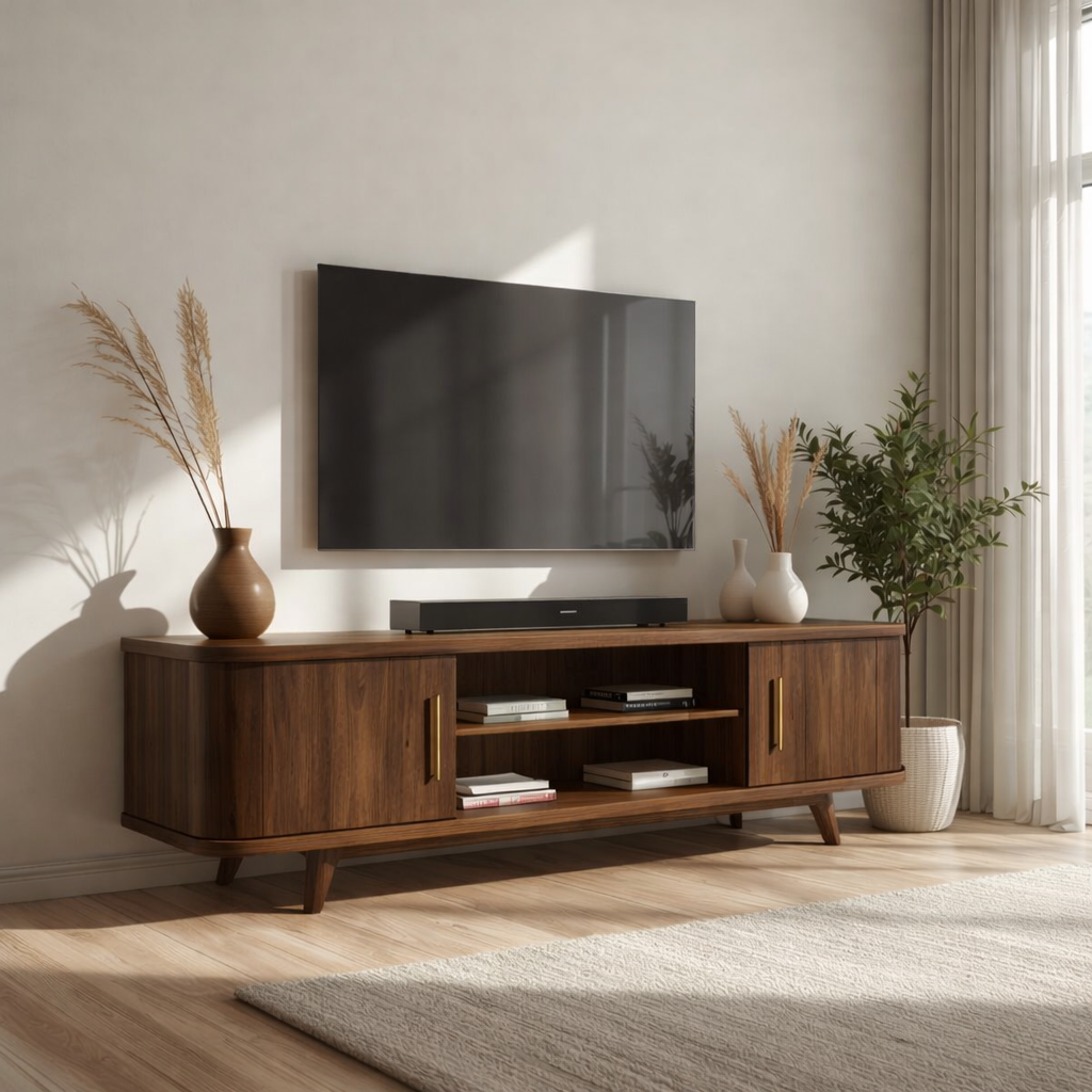 Mid Century Solid Wood TV Stand Modern Media Console Long Entertainment Center Cabinet Kitchnce