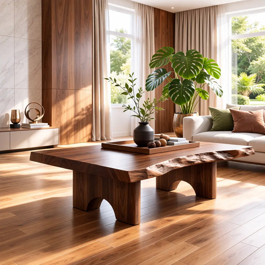 Unique Solid Wood Coffee Table with Artistic Design and Natural Finish Kitchnce
