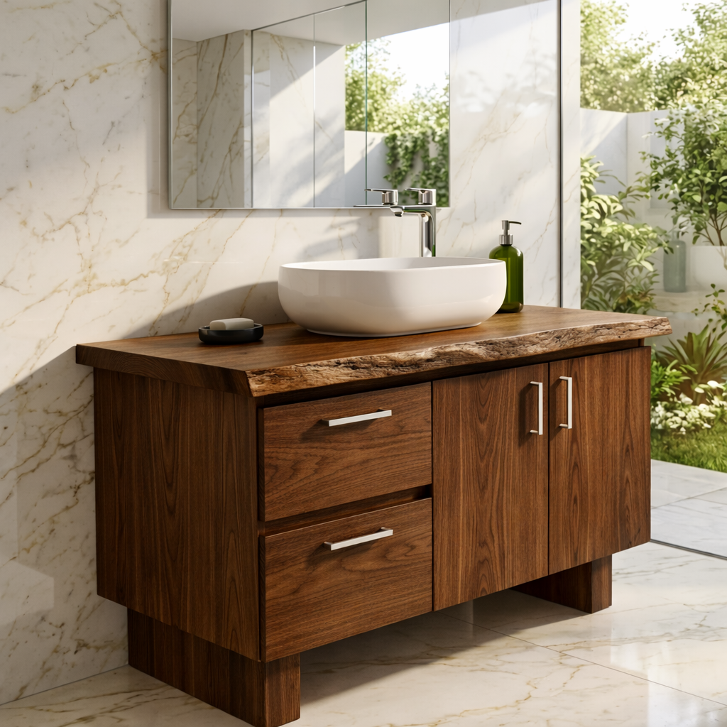 Solid Wood Bathroom Vanity, Freestanding Storage Cabinet for Modern Bath
