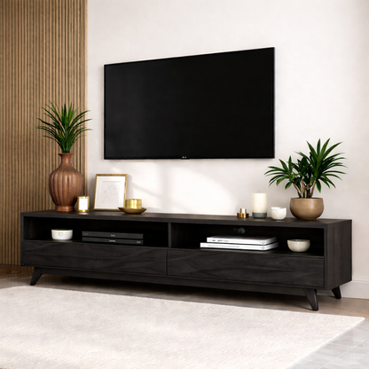 Mid Century Solid Wood TV Stand Long Low Profile Media Console Entertainment Unit Kitchnce