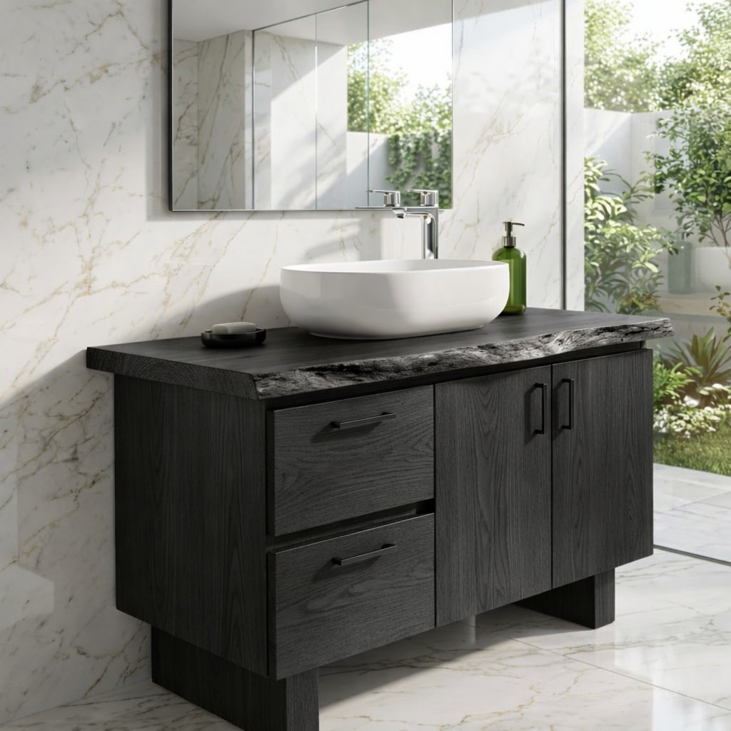 Solid Wood Bathroom Vanity, Freestanding Storage Cabinet for Modern Bath