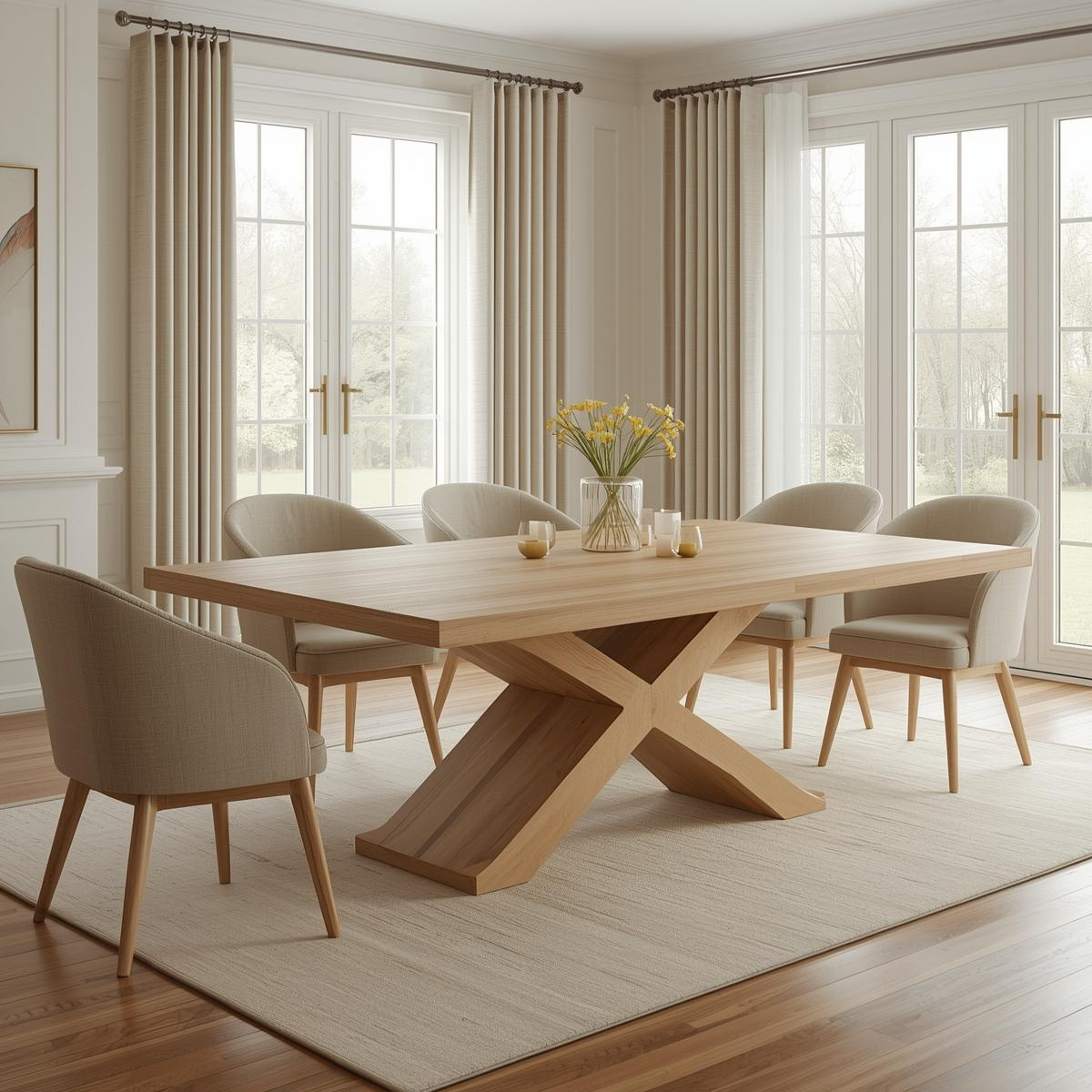Modern Farmhouse Dining Table Rectangular X Base Kitchen Dining Room Table