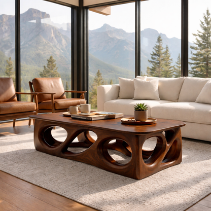 Handcrafted Solid Wood Coffee Table – Sculptural Modern Design