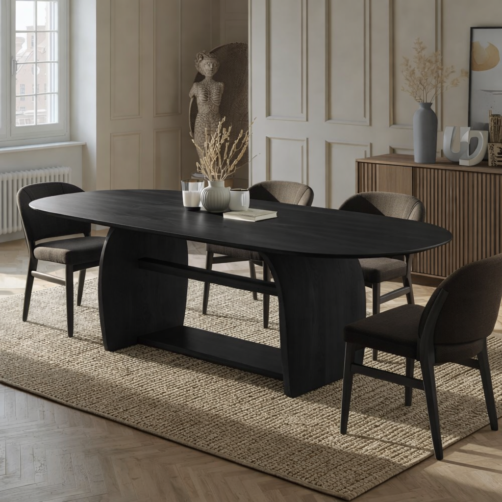 Modern Oval Dining Table Sculptural Base Minimalist Dining Room Table for Home