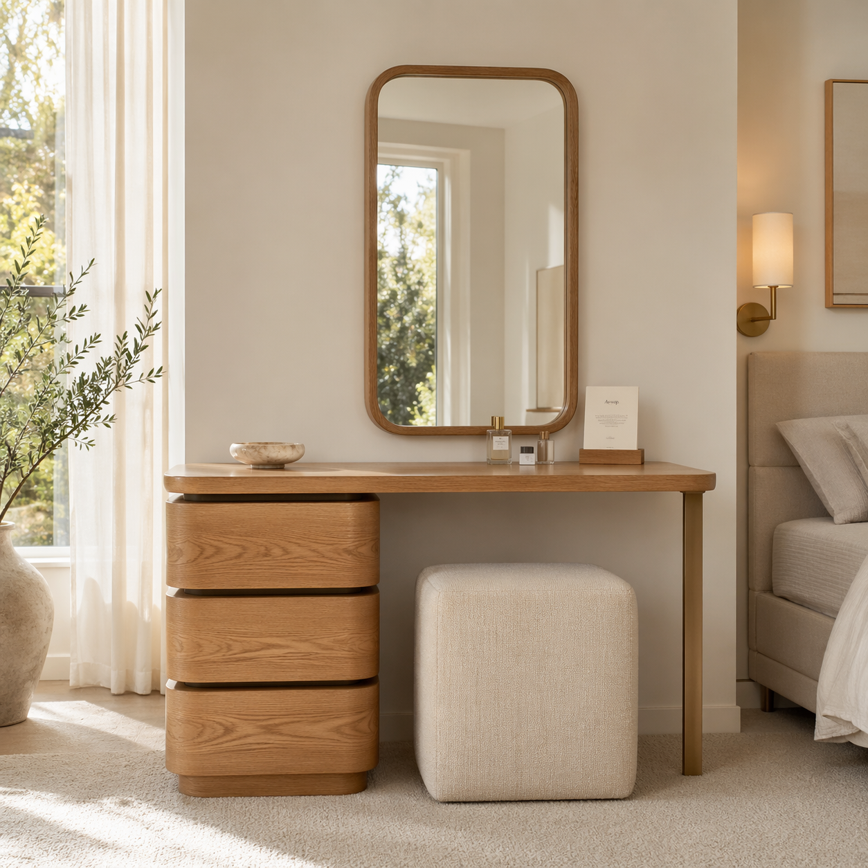 Modern Makeup Vanity Desk With Drawers Mirror Dressing Table Bedroom Furniture Set