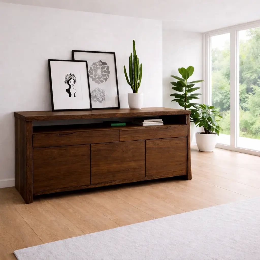 Solid Wood Console Table Modern Sideboard with Storage Cabinet Kitchnce