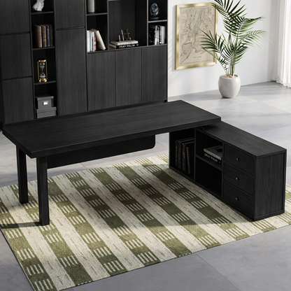 Modern Work Desk with Storage, Spacious Desk for Office, Simple Desk with Shelves