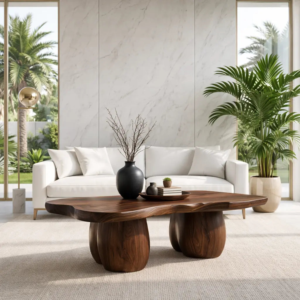 Handcrafted Live Edge Coffee Table with Unique Sculptural Design Kitchnce