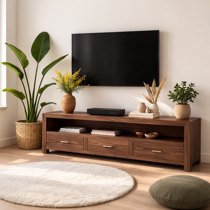 Mid Century Solid Wood TV Stand Modern Media Console Long Entertainment Center Cabinet Kitchnce