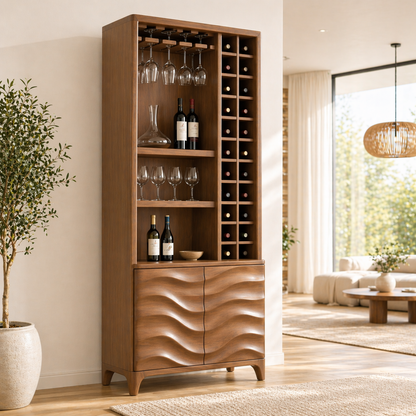Modern Tall Wine Cabinet Glasses Rack Bottle Storage Freestanding Display Cabinet