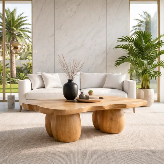 Handcrafted Live Edge Coffee Table with Unique Sculptural Design Kitchnce