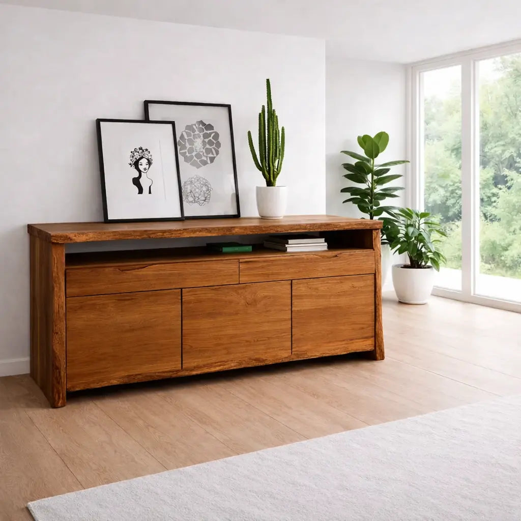 Solid Wood Console Table Modern Sideboard with Storage Cabinet Kitchnce