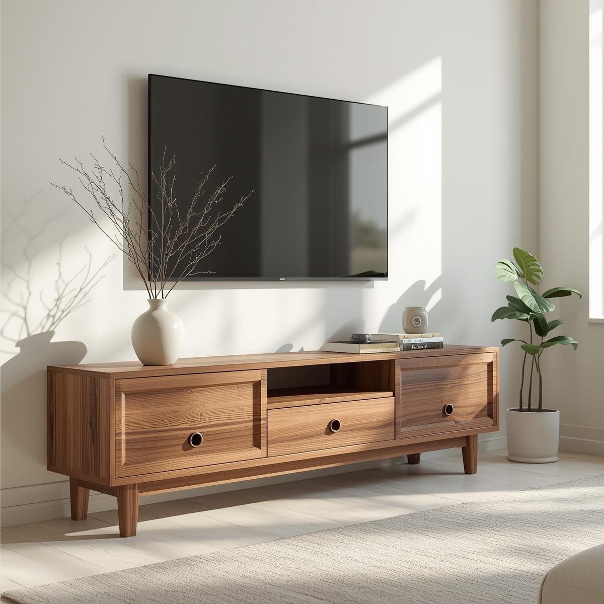 Mid Century Solid Wood TV Stand Modern Media Console Entertainment Center Cabinet Kitchnce