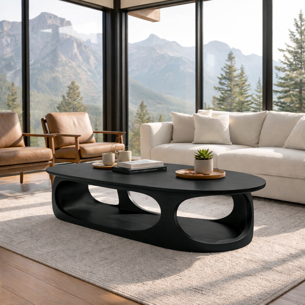 Solid Wood Sculptural Coffee Table – Modern Organic Design