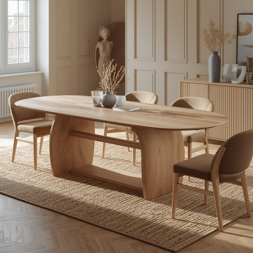 Modern Oval Dining Table Sculptural Base Minimalist Dining Room Table for Home