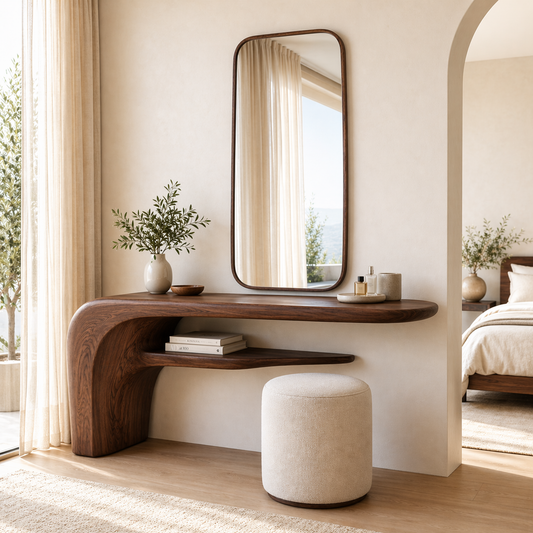 Modern Floating Makeup Vanity With Mirror Shelf Dressing Table Bedroom Furniture