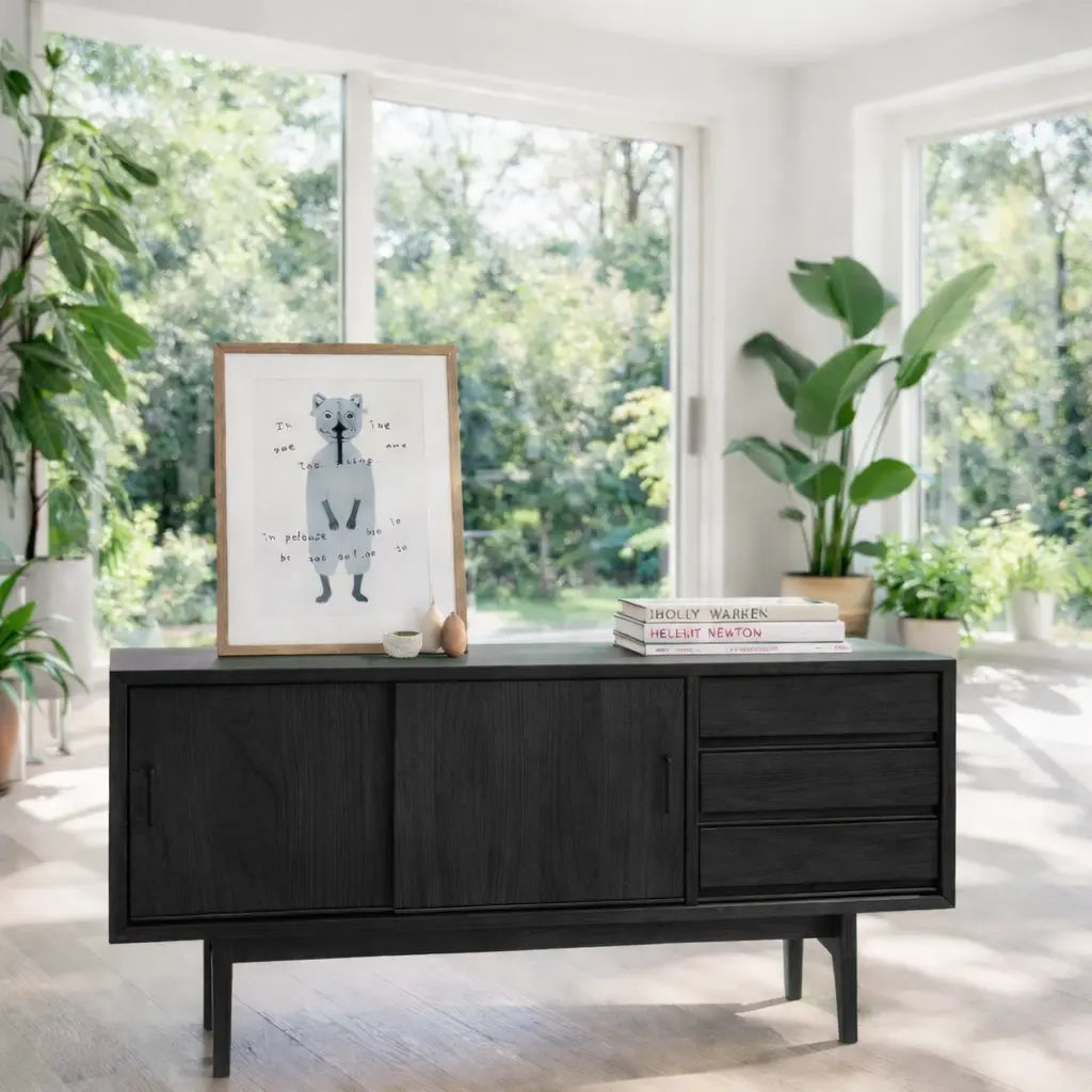 Solid Wood Console Table Modern Sideboard with Drawers and Cabinet Kitchnce