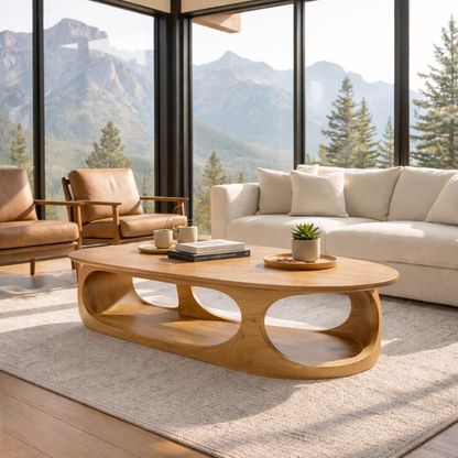 Solid Wood Sculptural Coffee Table – Modern Organic Design