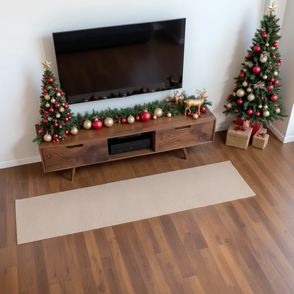 Solid Wood TV Stand Mid Century Walnut Media Console with Storage Cabinet