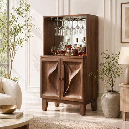 Modern Bar Cabinet Liquor Storage Glass Rack Home Entertaining Display Furniture