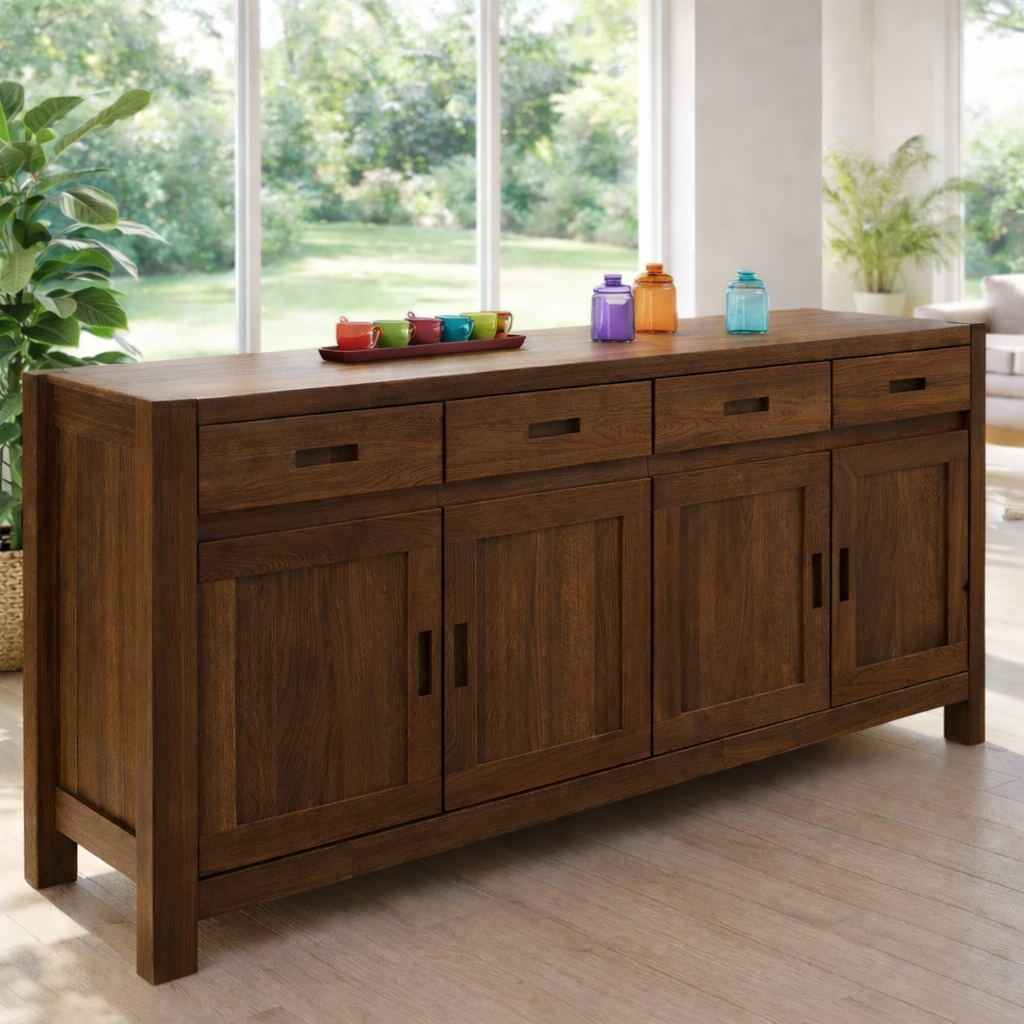 Extra Wide Sideboard Cabinet with Drawers and Door Storage