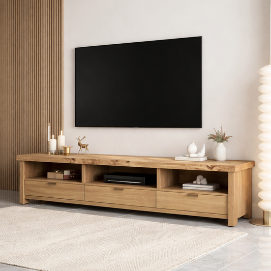 Mid Century Solid Wood TV Stand Long Media Console Storage Entertainment Cabinet Kitchnce