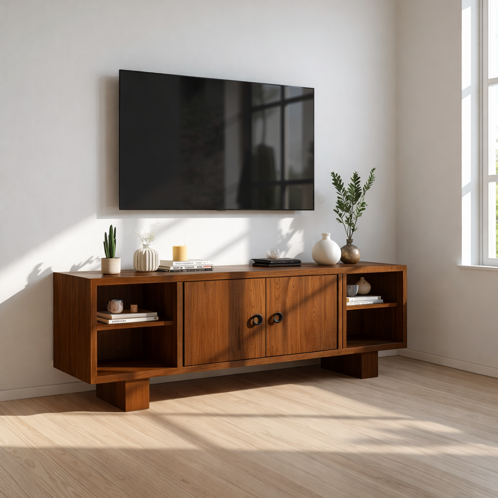 Mid Century Solid Wood TV Stand Modern Media Console Entertainment Center Storage Cabinet Kitchnce