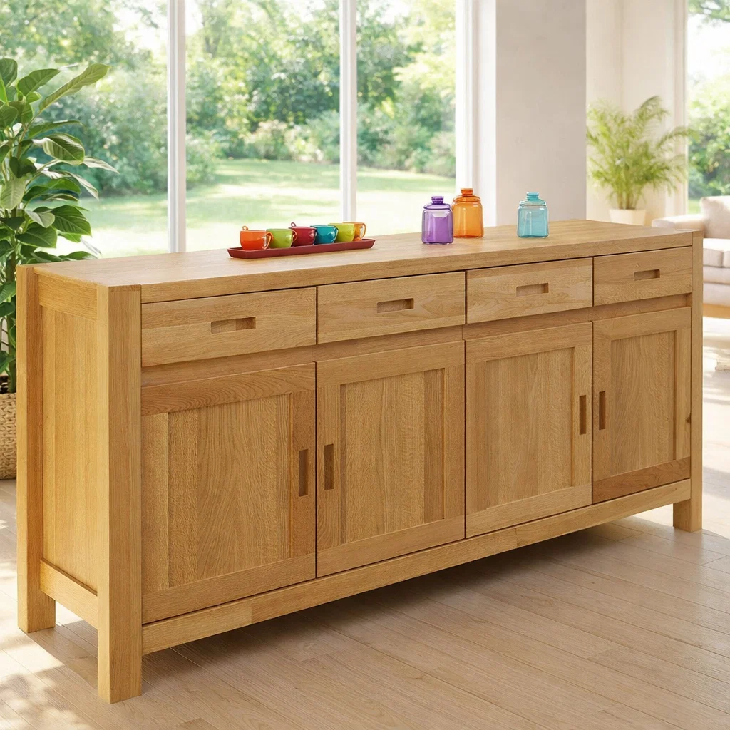 Extra Wide Sideboard Cabinet with Drawers and Door Storage