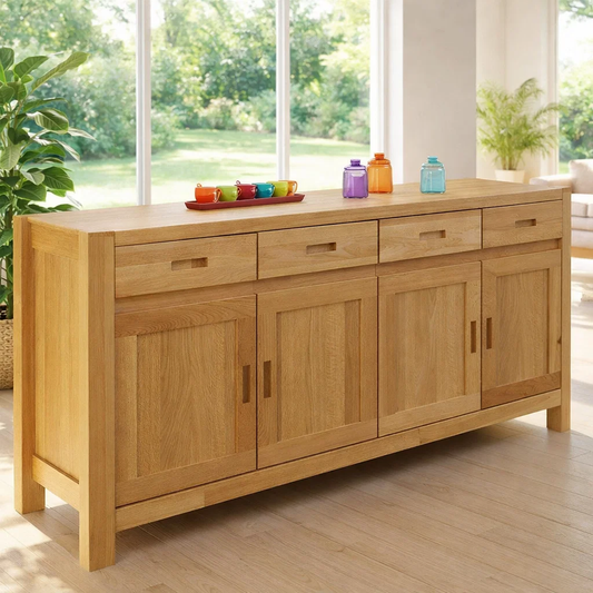 Extra Wide Sideboard Cabinet with Drawers and Door Storage