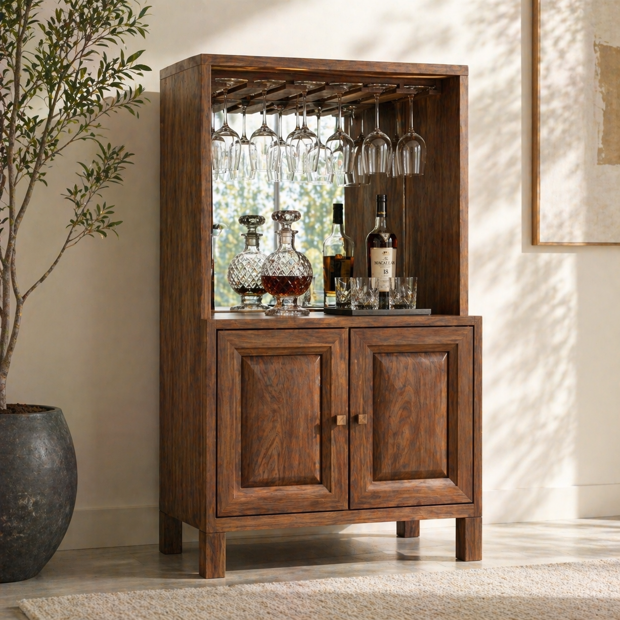 Modern Bar Cabinet Liquor Storage Glass Rack Home Entertaining Display Cabinet