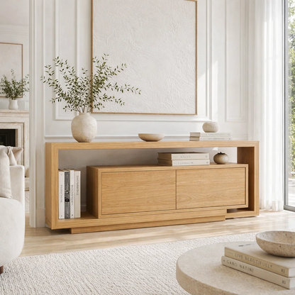 Solid Wood Console Sideboard – Modern Storage Cabinet with Clean Design