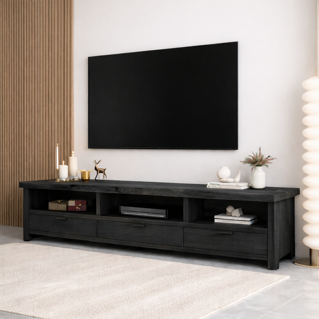 Mid Century Solid Wood TV Stand Long Media Console Storage Entertainment Cabinet Kitchnce