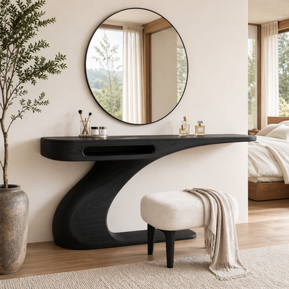 Modern Floating Makeup Vanity Table Sculptural Design Minimal Bedroom Console