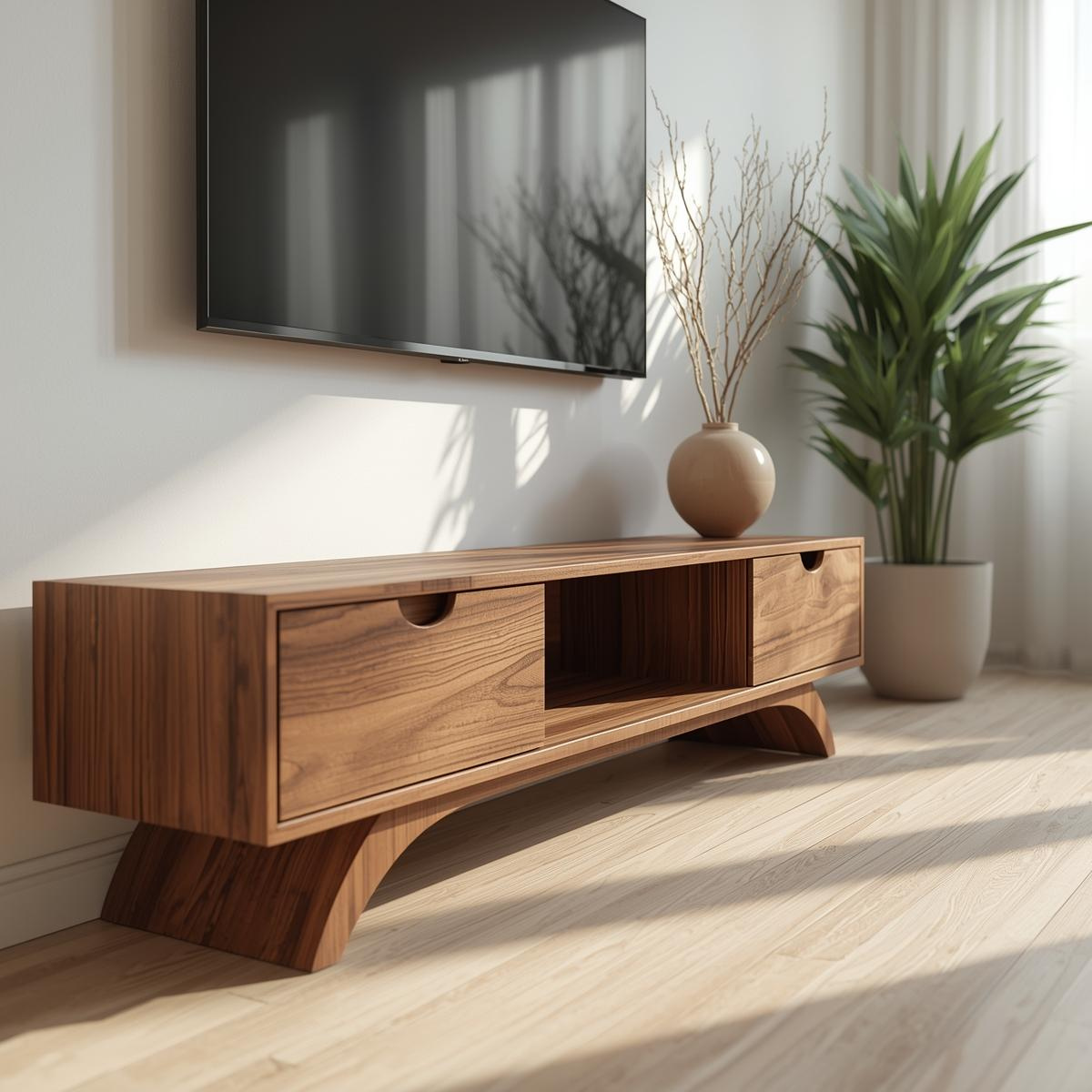 Mid Century Solid Wood TV Stand Modern Media Console Low Entertainment Center Cabinet Kitchnce