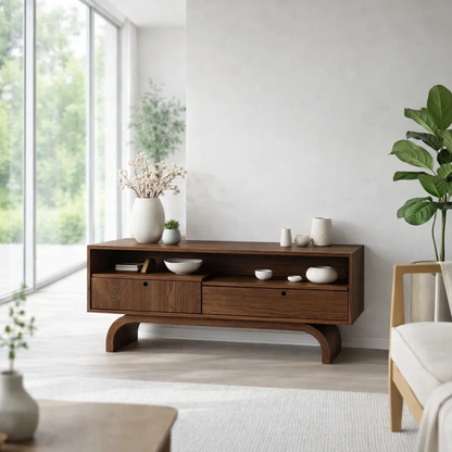 Solid Wood Sideboard Console with Drawers – Minimalist Storage Cabinet