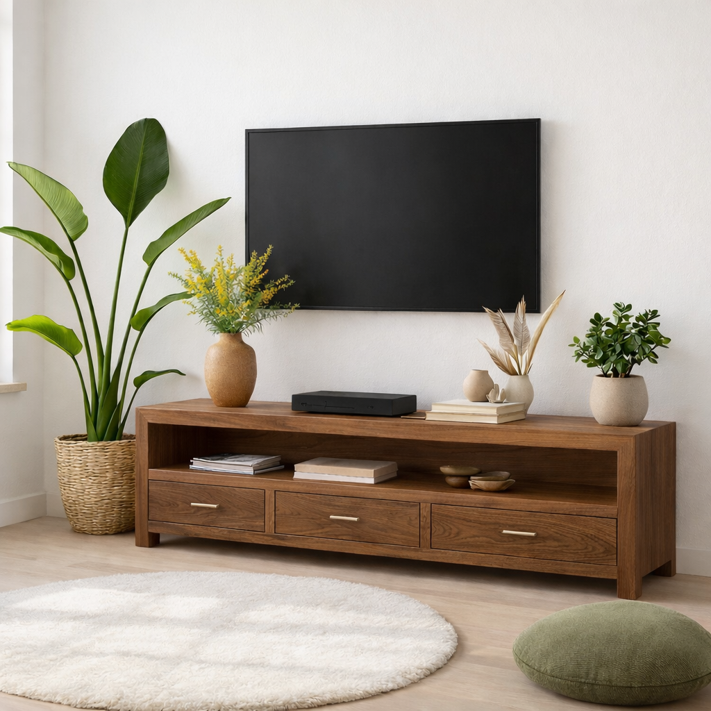 Mid Century Solid Wood TV Stand Modern Media Console Long Entertainment Center Cabinet Kitchnce