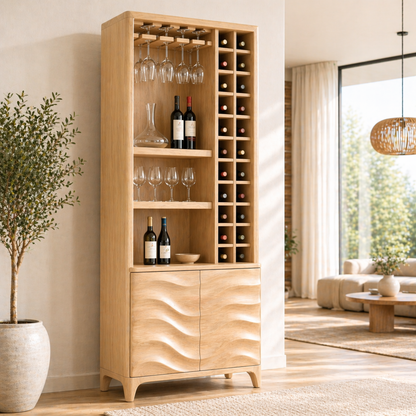 Modern Tall Wine Cabinet Glasses Rack Bottle Storage Freestanding Display Cabinet