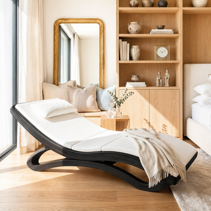 Modern Curved Chaise Lounge Daybed with Cushion for Bedroom Reading Nook