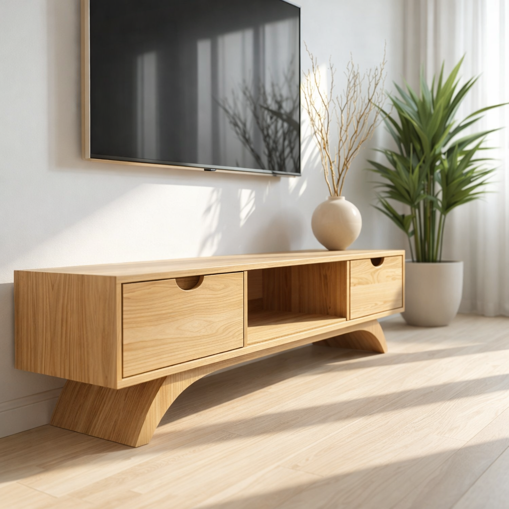 Mid Century Solid Wood TV Stand Modern Media Console Low Entertainment Center Cabinet Kitchnce