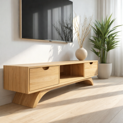 Mid Century Solid Wood TV Stand Modern Media Console Low Entertainment Center Cabinet Kitchnce