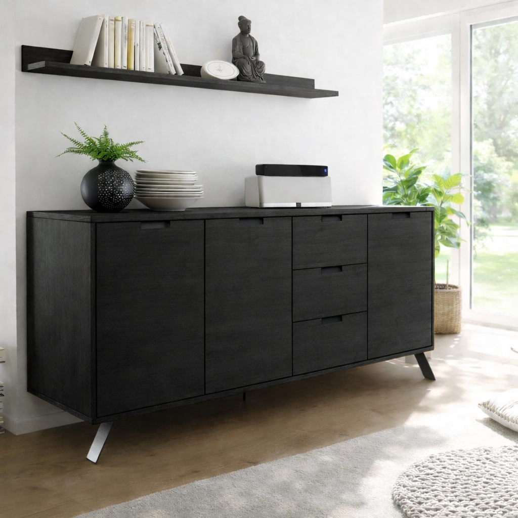 Minimalist Sideboard Cabinet with Drawers and Door Storage
