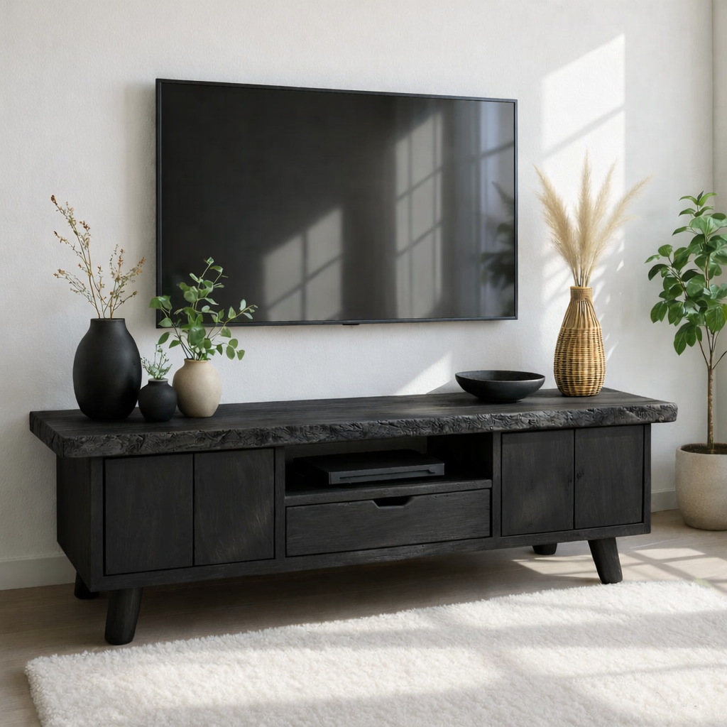 Modern Wood TV Stand With Storage Cabinets and Drawer Long Media Console Entertainment Center Kitchnce