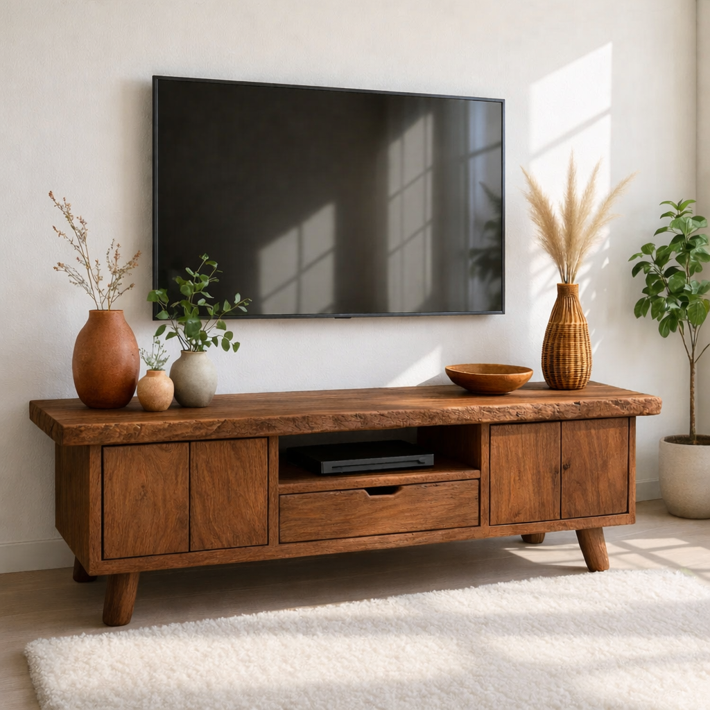 Modern Wood TV Stand With Storage Cabinets and Drawer Long Media Console Entertainment Center Kitchnce