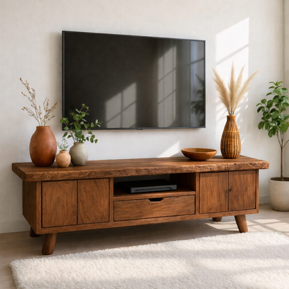 Modern Wood TV Stand With Storage Cabinets and Drawer Long Media Console Entertainment Center Kitchnce