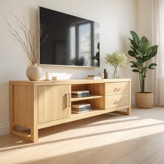 Mid Century Solid Wood TV Stand Modern Media Console Long Entertainment Center Cabinet Kitchnce
