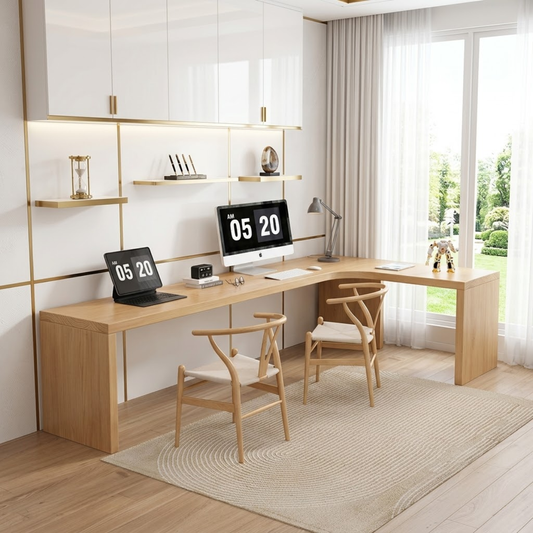 Modern Corner Desk with Dual Workstations for Office and Home Use